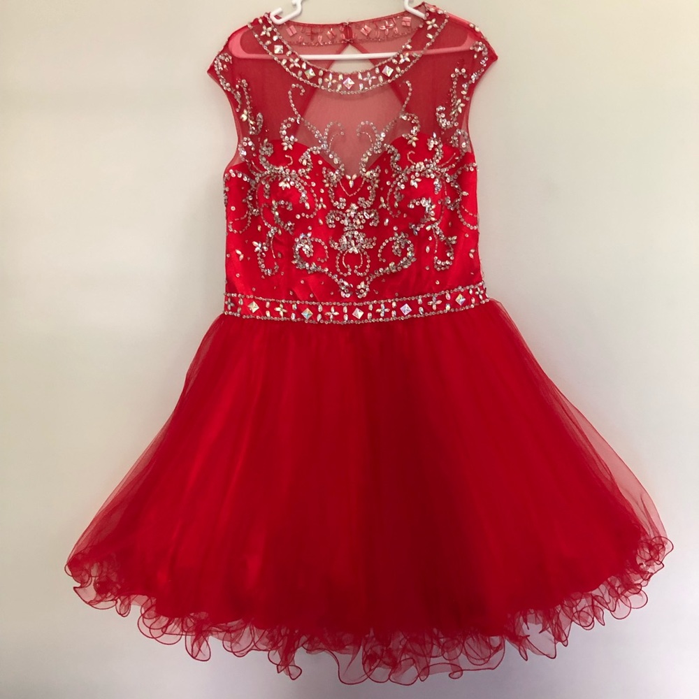 Sexy Short Red Sparkle Twirly Dress women’s Marilyn Monroe PARIS PROM 18-20